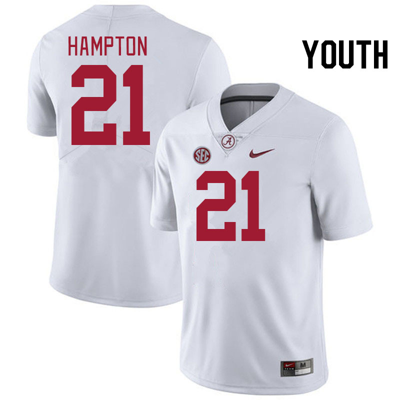 Youth #21 Bubba Hampton Alabama Crimson Tide College Football Jerseys Stitched-White